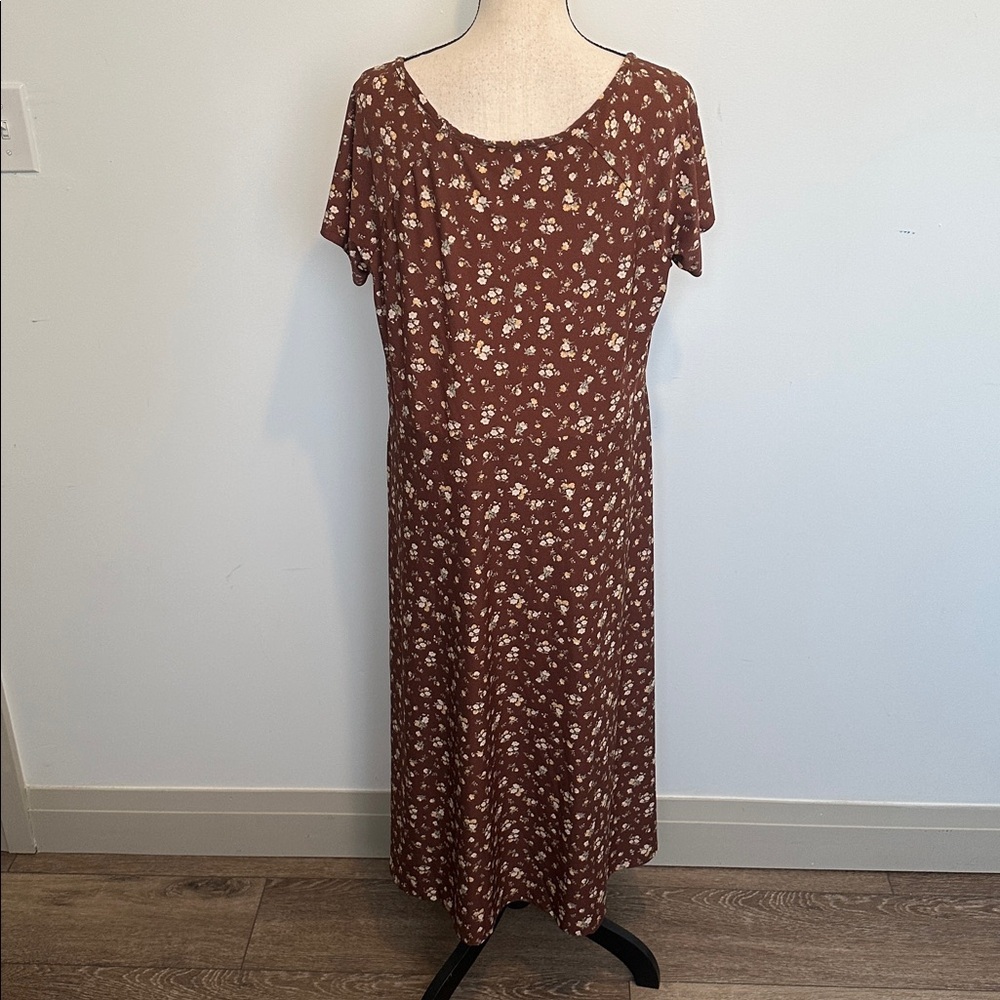 Ardene Curve Brown Floral Midi Dress Cottagecore 1X - Picture 4 of 8